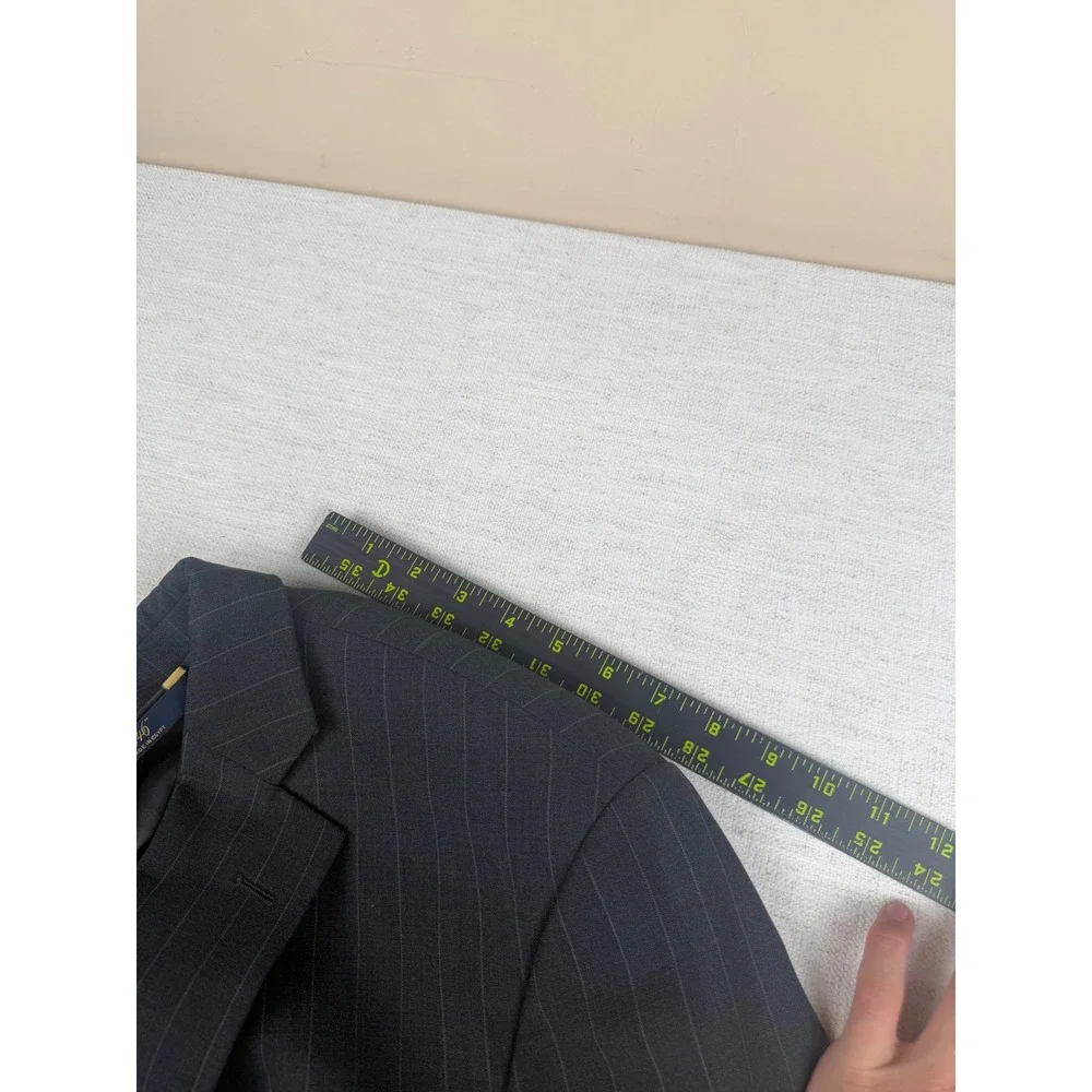 Brooks Brothers 346 Mens 46L Pinstripe Wool Stretch Blazer Charcoal‎ Grey